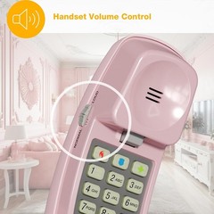 Pink Corded Trimline Princess Phone Easy Wall Mount Speed Dial Last Number Re…
