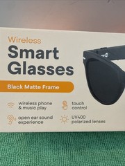 New WeariQ Wireless Smart Glasses Bluetooth, Black Polarized Lenses, Matte Frame