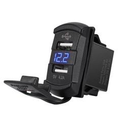 12V-24V PD + QC3.0 Dual USB Car Fast Charger Power Socket Outlet LED Voltmeter