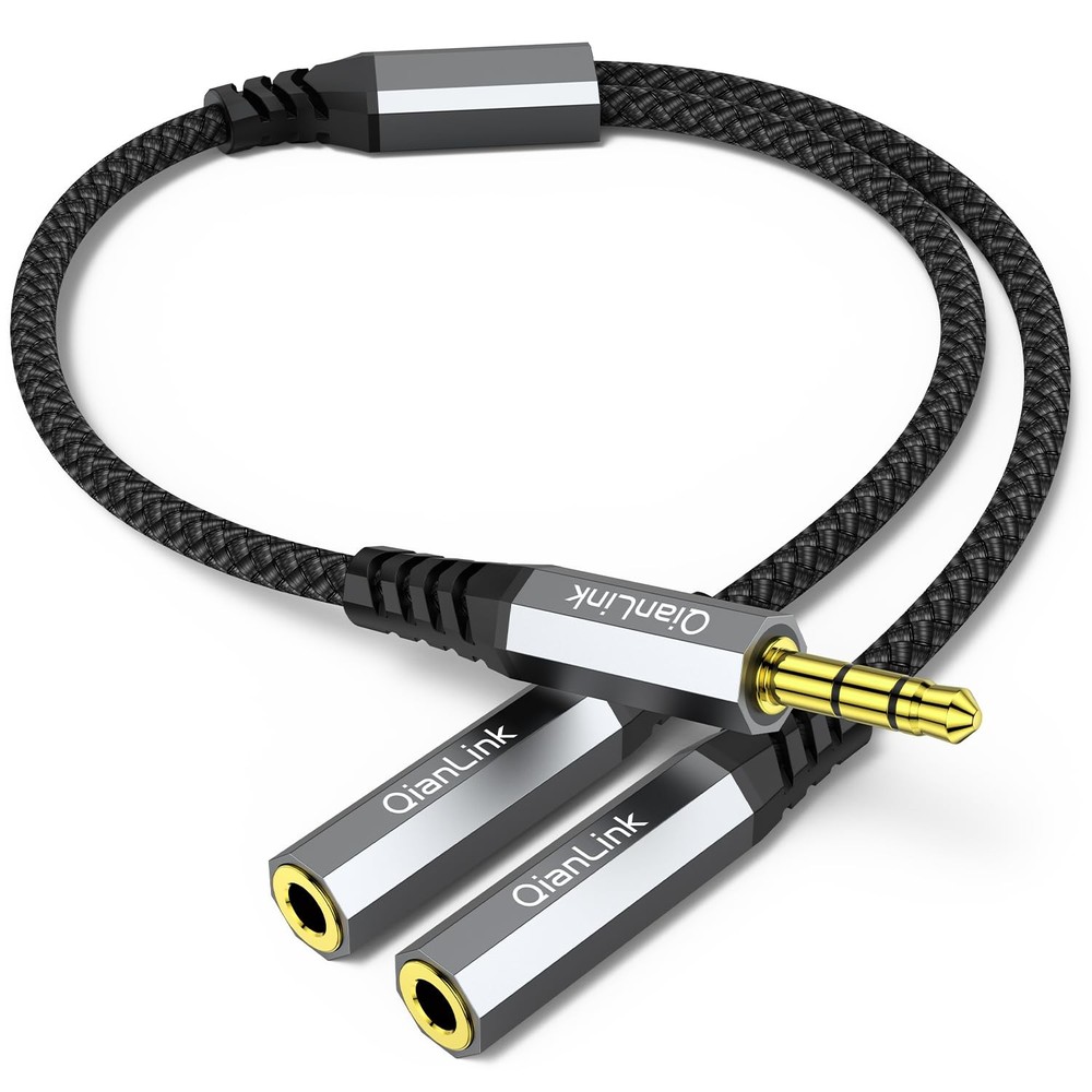 Headphone Splitter, 3.5mm Male to 2 Female Ports, 1ft/0.30m Extension Cable…