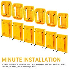 Battery Holder Mount for Dewalt 20V Tool, 12pcs Tool Holders + 12pcs Battery …