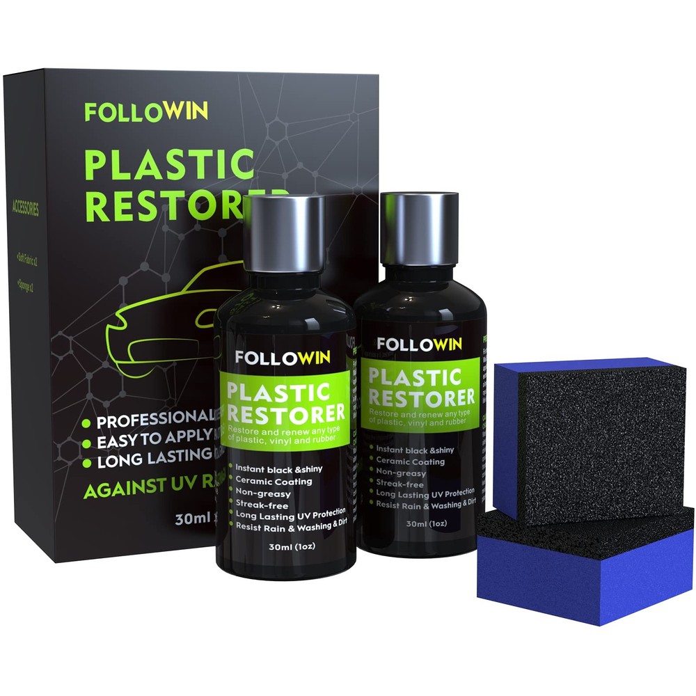 FOLLOWIN Plastic Restorer for Cars, Coating Exterior Black Trim 60ml