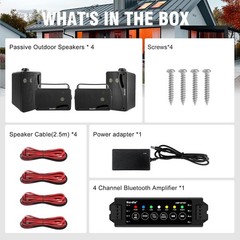 Herdio 4x Outdoor Bluetooth Speakers 400W Waterproof Wall Mount Powerful Bass