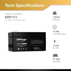Used: SLA AGM Battery 12V 1.3 Ah F1/T1 For UB1213, PC1212, ML1.3-12, SLAA12-1.3F