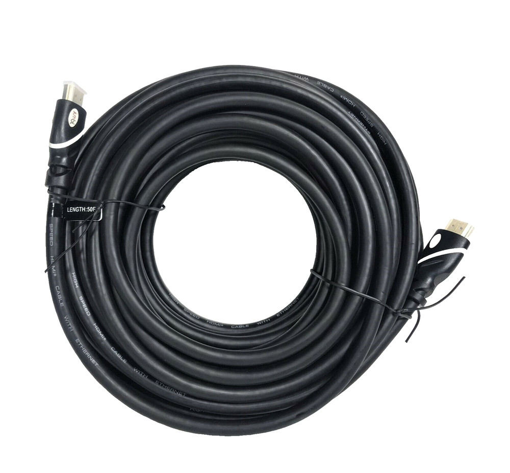 JUMBL HDMI A-A Basic 50′ Black 3D/1080P/Blue-ray/24k Gold Plated Connector