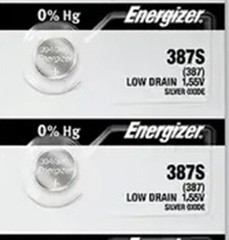 2 Energizer 387S Low-Drain 1.55V Silver-Oxide Button Cell Battery-Accutron