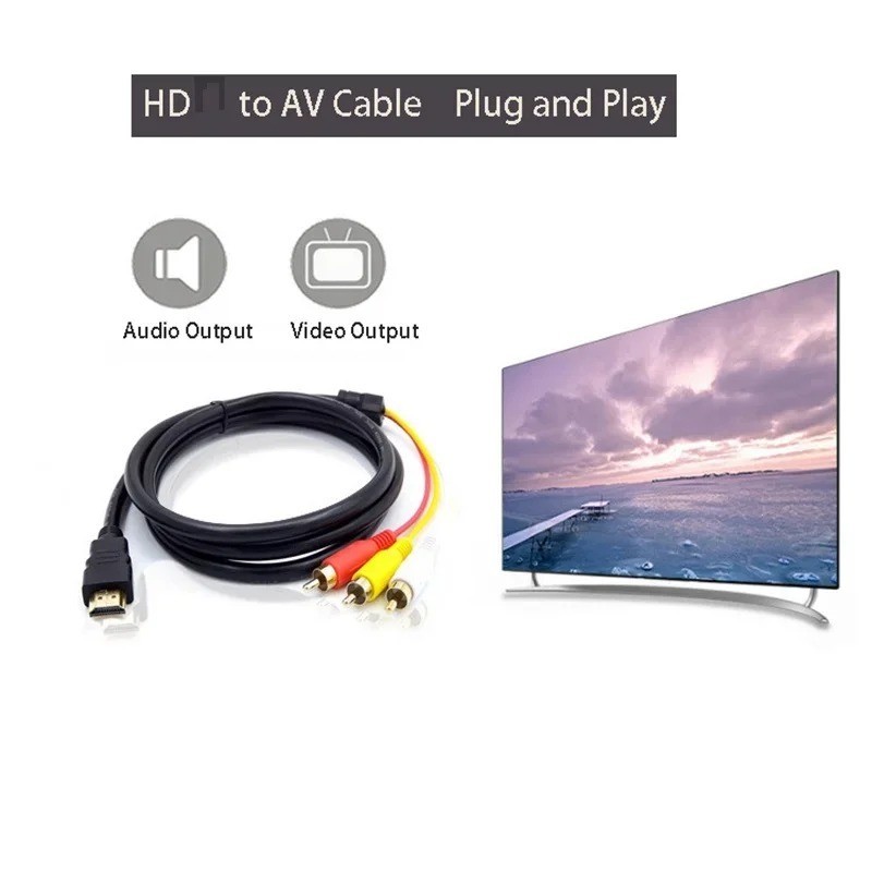 15m HDMI To 3RCA Cable Converter Cord With HD Audio Video Signal Transmission