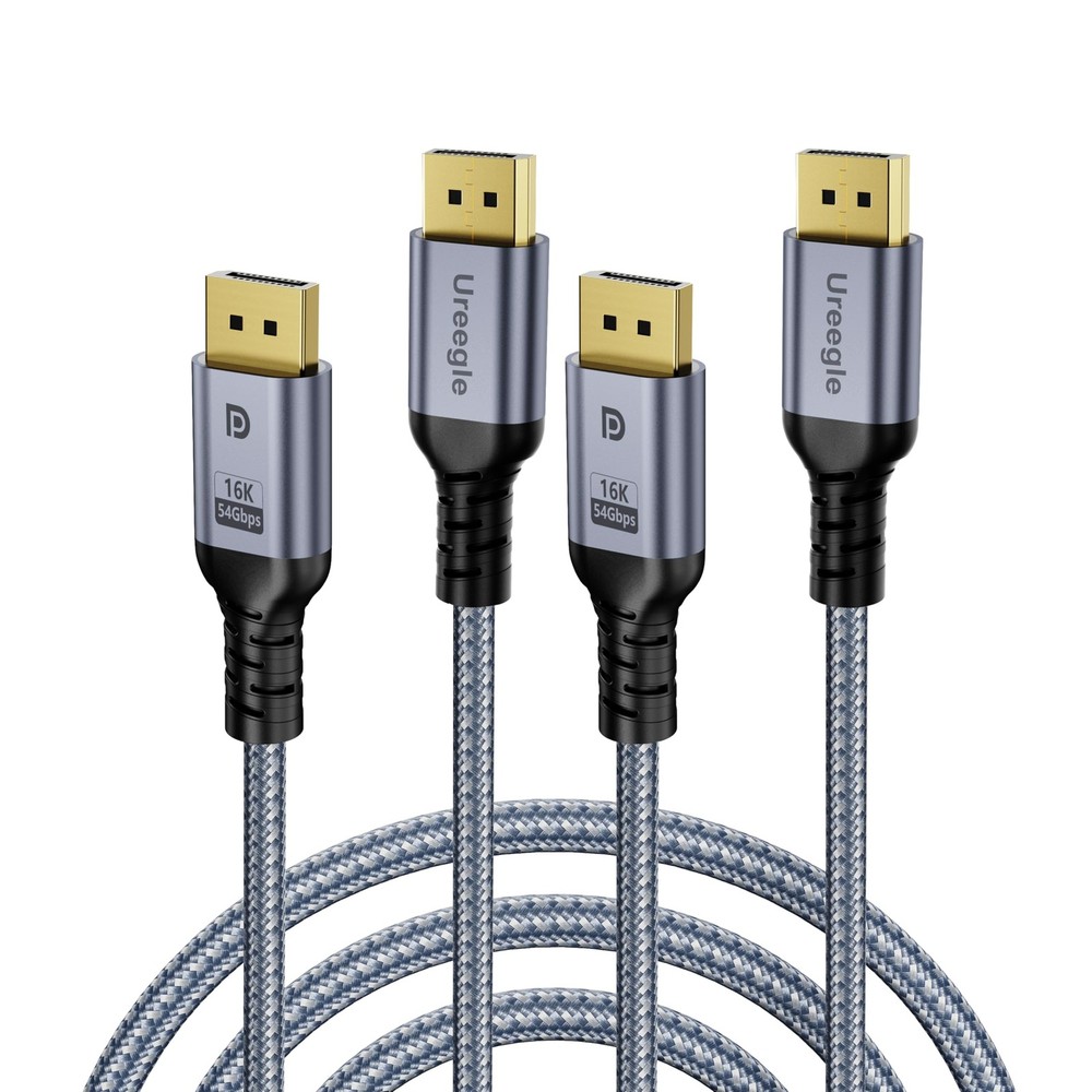2 PCS DisplayPort 2.1 Cable 6.6 FT DP 16K@60Hz 8K@120Hz 4K@240Hz 54Gbps PC