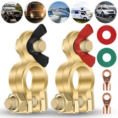 Brass Battery Terminal Positive & Negative Clamps Connectors For Marine Car Boat