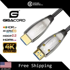 Gigacord AOC Fiber Optic HDMI 2.0 4K UHD 18gbps HDCP 2.2 HDR 10, 15m / 50ft
