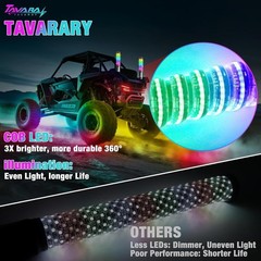 2x 1~4FT Thick LED Whip Spiral Chasing RGB Fat Whip Light For Can Am Polaris RZR