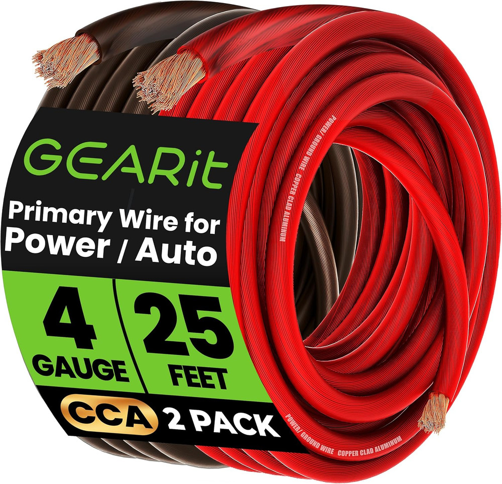 4 Gauge Wire, CCA Electrical Wire Extension Cord for Automotive Power/Ground, Ba