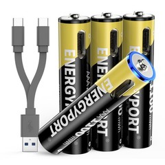 4Pcs 1.5V AAA USB Rechargeable Batteries 1.5 V 1100mWh Li-ion with USB-C Cable