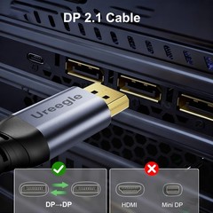2 PCS DisplayPort 2.1 Cable 6.6 FT DP 16K@60Hz 8K@120Hz 4K@240Hz 54Gbps PC