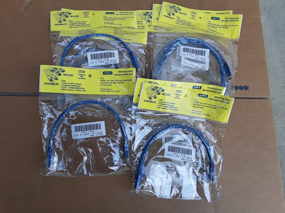 10 Pack 2 FT Cat 6 Blue RJ45 Ethernet Patch Cable