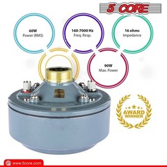 5Core PA Horn Speaker Waterproof Trumpet Horn 22 Inch + Driver Unit 60W