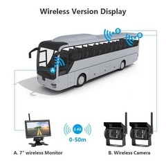 7″ 2 Camer Wireless Monitor IR Night Vision Backup Camera for Truck Caravan RV