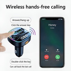 Bluetooth 5.0 Car FM Transmitter Adapter, Hands-Free, USB Charger, AUX Audio US