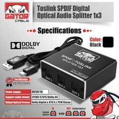 Toslink Optical Fiber Digital Audio Splitter Adapter SPDIF 3-Port 1×3 1-In 3-Out