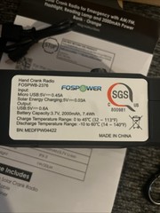 FosPower FOSPWB2376 Emergency Solar Crank Portable NOAA Weather Radio -new
