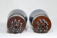 Matched Pair Mullard ECC32/CV181 Smoke Glass Brown Base Made in UK in 1949/1955