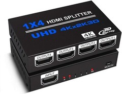1×4 1in:4out HDMI Distribution Amplifier Amp Splitter Multiplier 3D 1080p 2K 4K