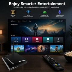 vSeeBox V6 Pro Android 14 Device with 4GB+32GB, Dual-Band WiFi, Bluetooth Remote