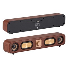 Wood Grain 4D Surround Heavy Bass 2″ 10W Retro Bluetooth Strip Audio speaker NEW