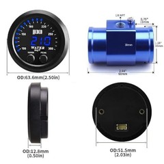Universal 52mm Water Temperature Gauge with Alarm and Joint Pipe: None Green