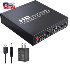 Scart/ Hdmi to Hdmi Video Converter Box 1080P Scaler 3.5Mm & Coaxial Audio Out
