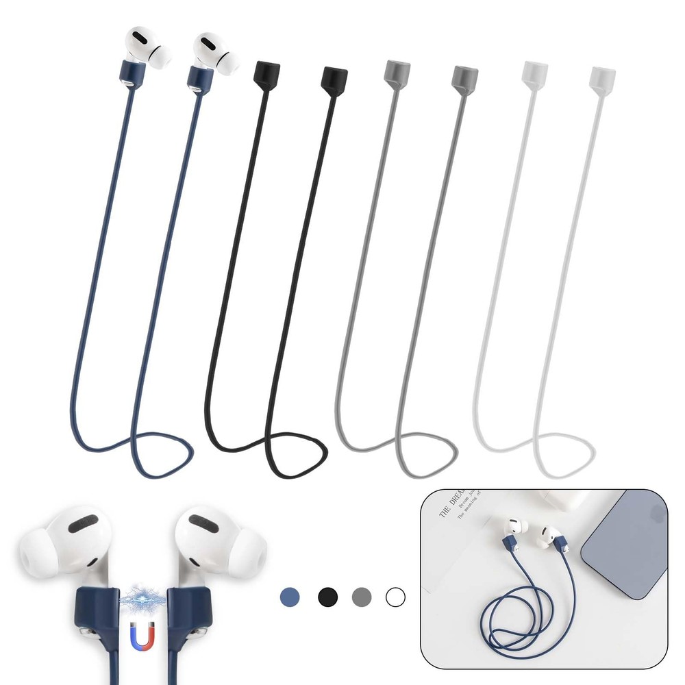 Magnetic Anti-Lost Straps for AirPods,4 Pack Ultra Black/White/Grey/Blue