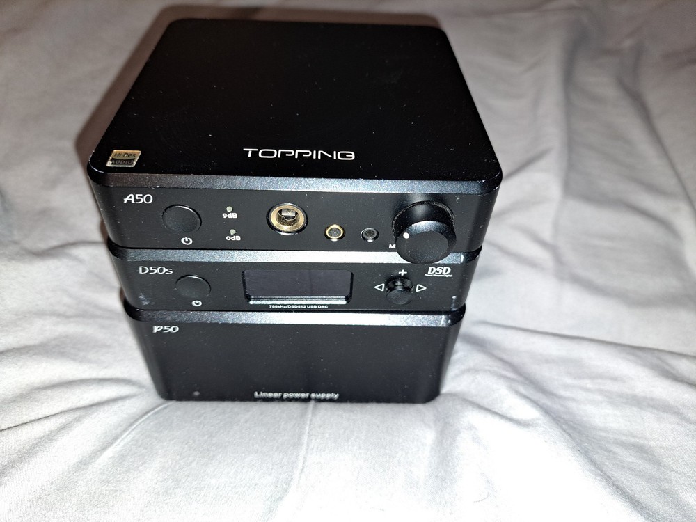 Topping D50s DAC + A50 Headphone Amp + P50 Linear PSU Stack w/ Remote