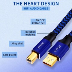 YYTCG HiFi USB Cable DAC A-B Type A to B Audio Data Cable 6N OCC