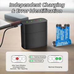 8 PCS PUJIMAX 1.5V Rechargeable AA Lithium-ion Batteries 3400mWh + Charging Dock
