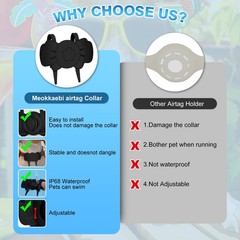 Airtag Dog Collar Holder – Silicone IPX8 Waterproof Cat 2 Black
