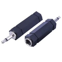Vanco AD-509 3.5 mm Mono Plug – 1/4″ Stereo Jack Adapter Black Molded Plastic