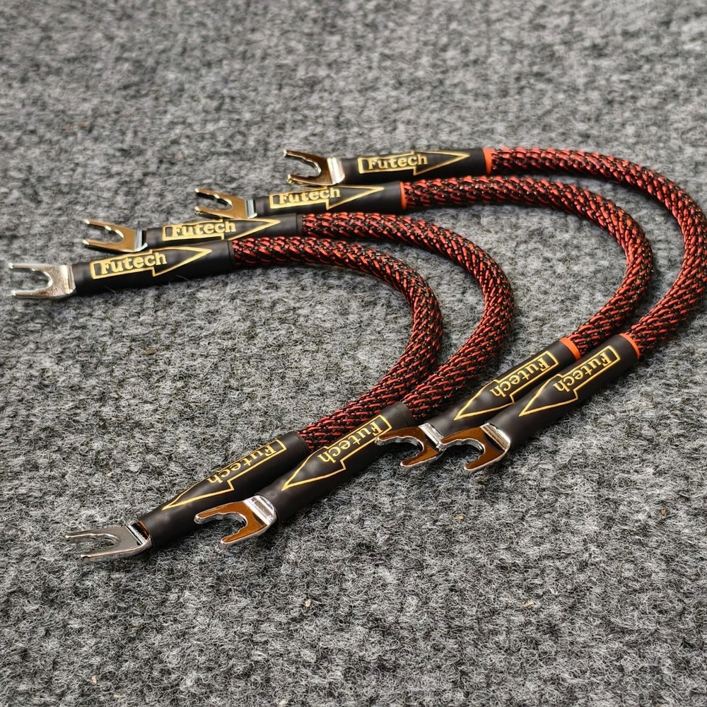 4x hifi Speaker Jumper Cable Bi Wire occ silver wire spade to spade