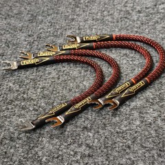 4x hifi Speaker Jumper Cable Bi Wire occ silver wire spade to spade
