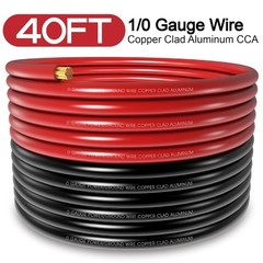40FT 0 Gauge Battery Cable Copper Clad Aluminum w/ Lugs & Heat Shrink