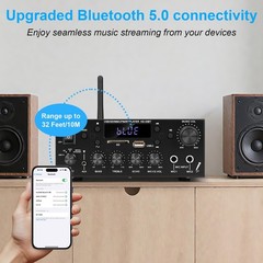 Stereo Audio Amplifier, 2 Channel 500W Bluetooth 5.0 Home Audio Stereo Receiv…