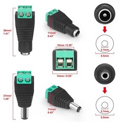 20 Pairs Male Female DC Power Jack Connector Plug 2.1 x 5.5mm for Audio CCTV LED