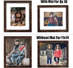 11×14 Picture Frame Rustic Brown Wood Set of 11X14-6PCS,