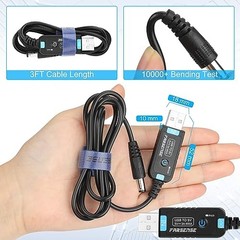 USB to DC 5V Power Cord, Universal DC 5.5×2.1mm Barrel Plug Charging