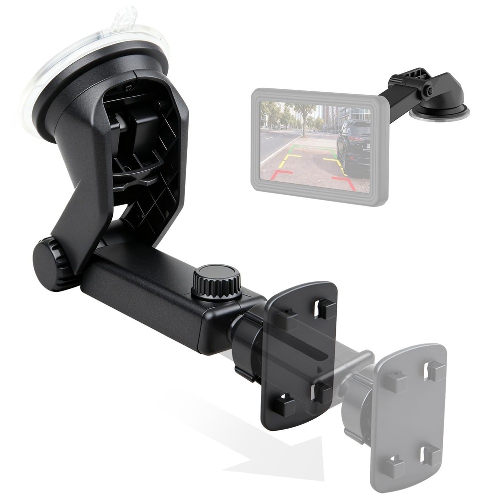 EWAY Suction Cup Mount for CarPlay Display, Backup Camera Monitor, Black