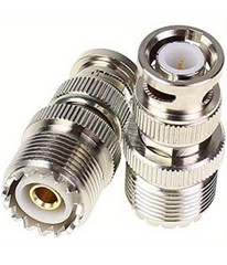 2 Pcs BNC Male to UHF Female PL259 Female to BNC Male SO-239 RF Coaxial Adapter