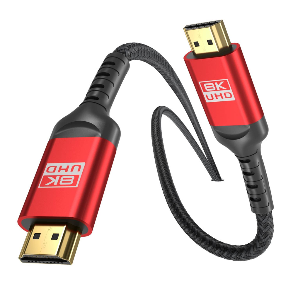 8K HDMI 2.1 Cable 12Ft, Certified 48Gbps Ultra High Speed Braided Cord, Supports