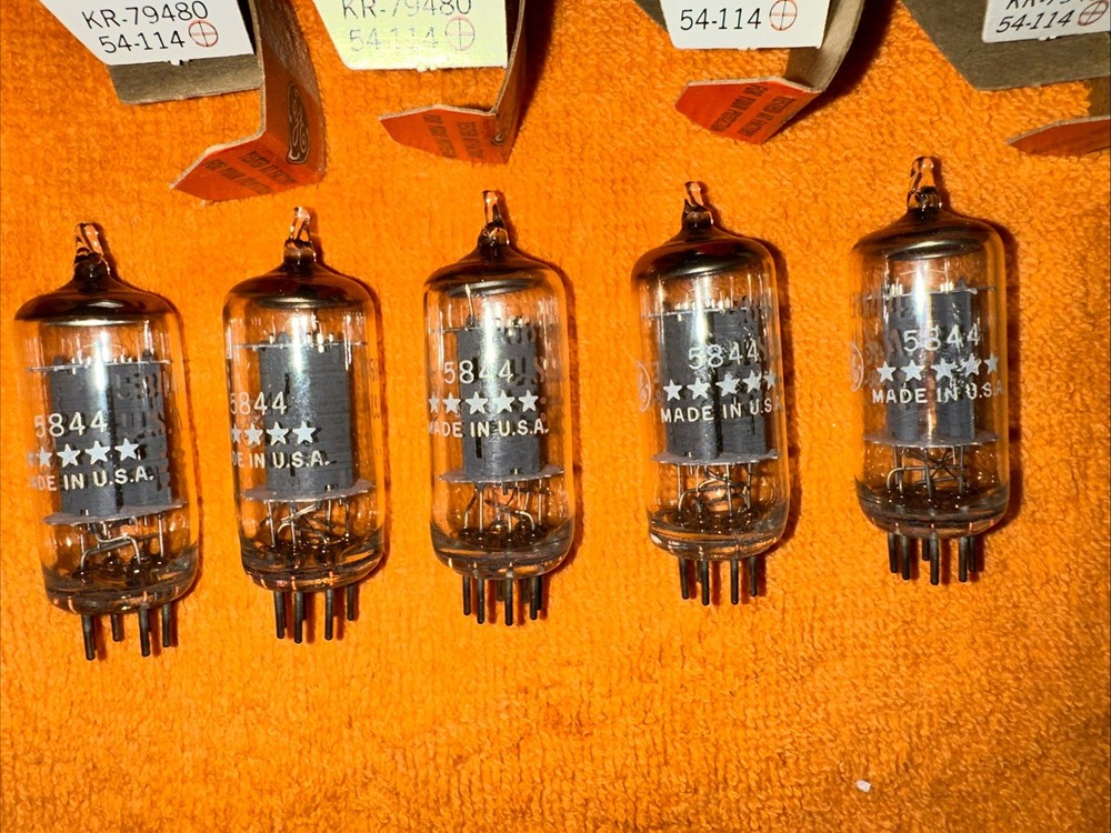 GE 5844 Tube-Sleeve of 5 NOS Matching Tubes-Tube Radio Five Star TESTED Amp 6J6
