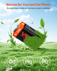 VEVOR 9V Alkaline Batteries 12Pack 9Volt Battery for Smoke Detector Long Lasting