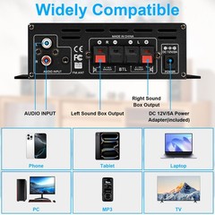 Stereo Amplifier Home Audio Receiver AK-390,AMP Speaker Bluetooth 5.0 Amplifi…