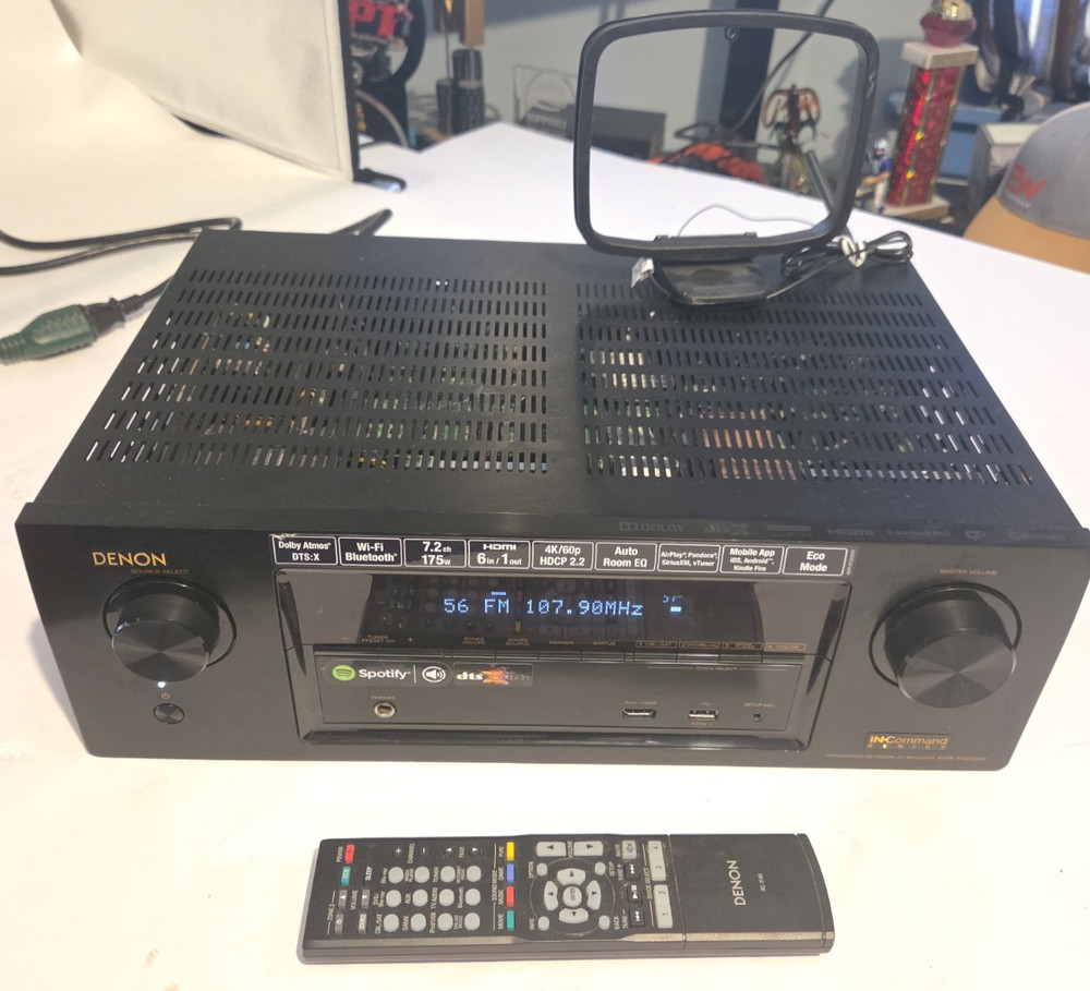 Denon AVR-X1200W 7.2 Channel Dolby Atmos AV Receiver Bundle Remote Tested